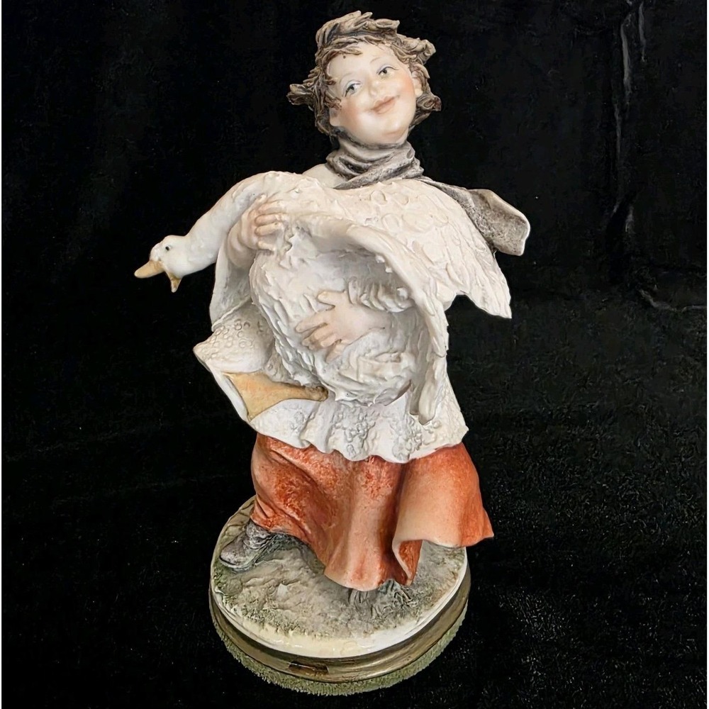 Vintage Capodimonte B Bruno Merli Figurine Giuseppe Armani Boy with Goose